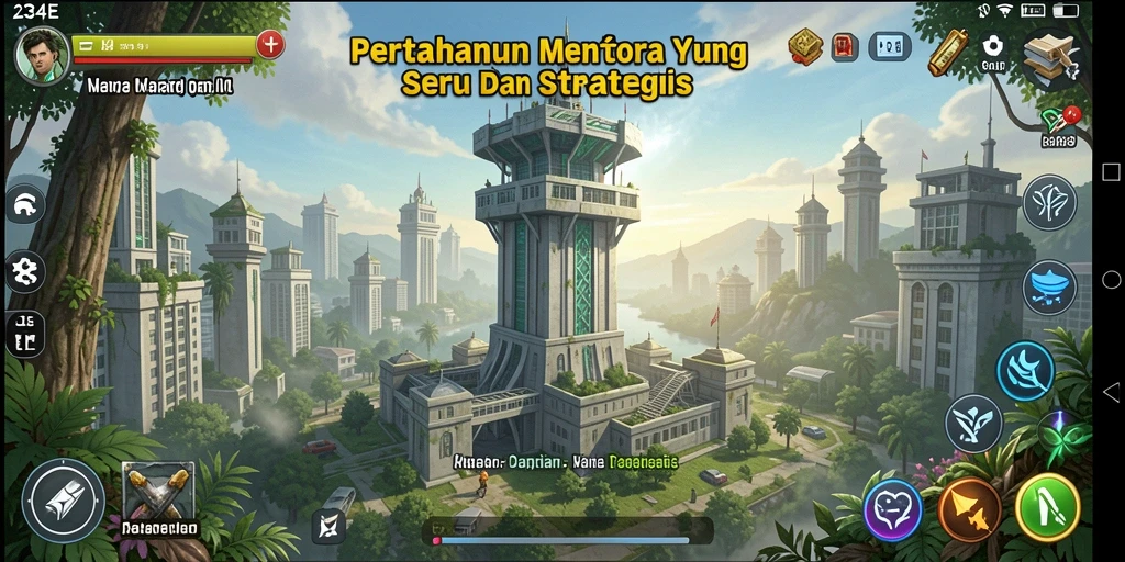 Tampilan gameplay menara yang dinamis dan penuh strategi dalam 234E.