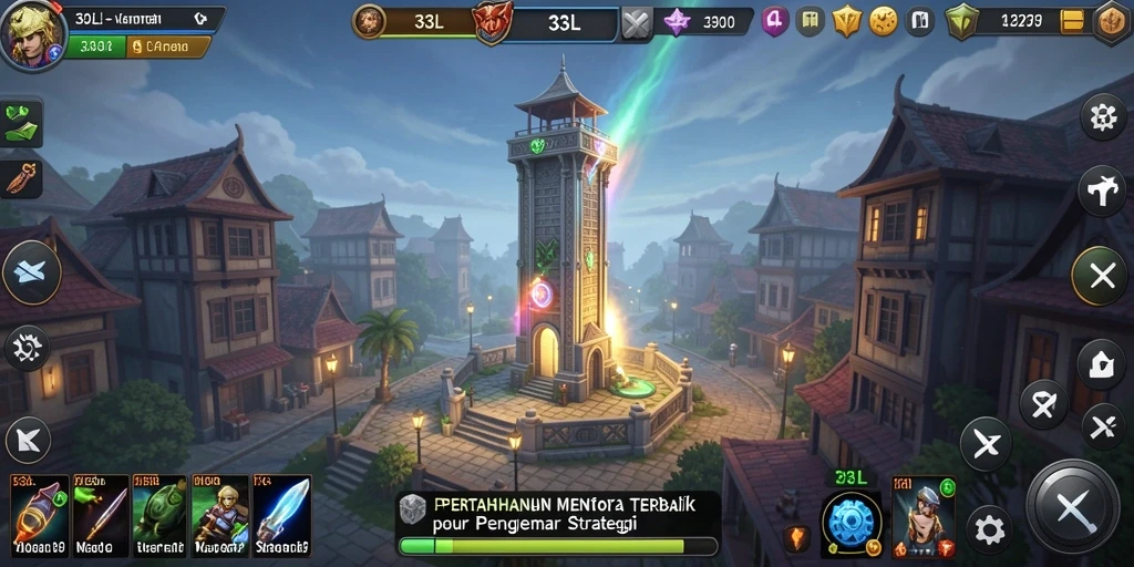 Menampilkan gameplay strategis di 33L dengan pertahanan menara yang mengesankan.