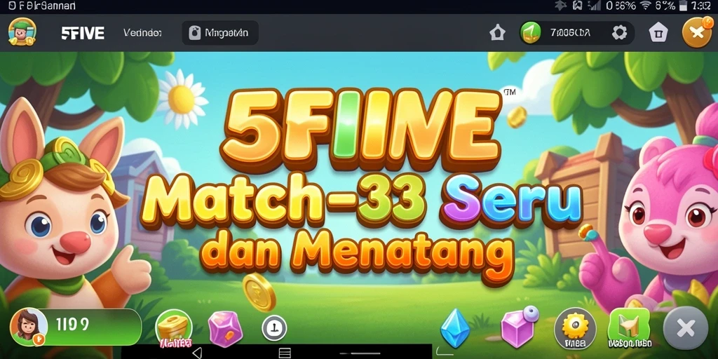 Screenshot menunjukkan gameplay menantang dari 55FIVE berformat Match-3.