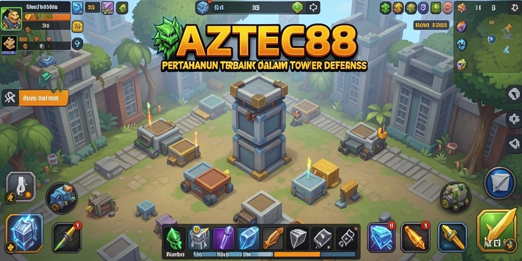 Tampilan gameplay menegangkan saat membangun menara di AZTEC88.