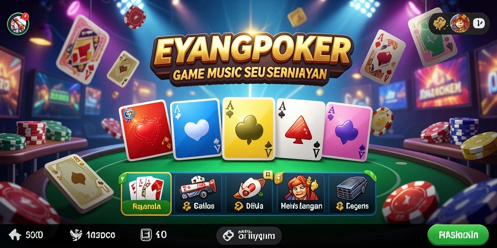Screenshot gameplay EYANGPOKER menampilkan interaksi musik yang seru.