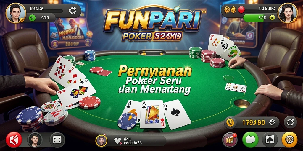 Tampilan utama gameplay Poker di FUNPARI yang menegangkan.