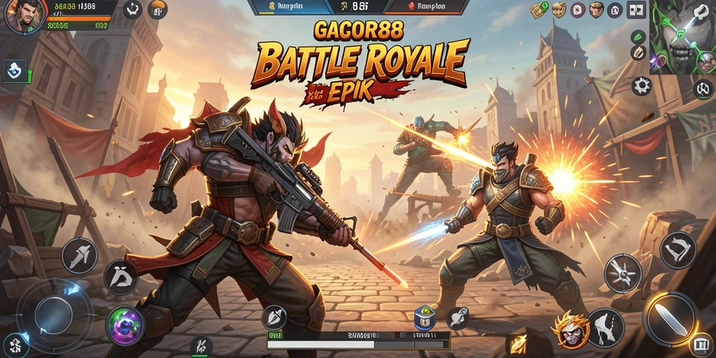 Tangkapan layar gameplay seru dalam GACOR88 Battle Royale.