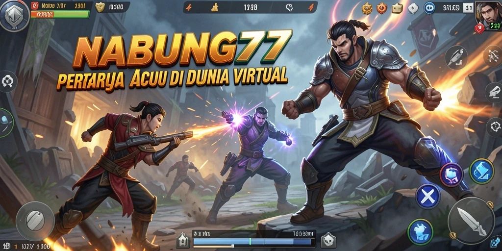 Screenshot menampilkan pertempuran aksi seru dalam NABUNG77.