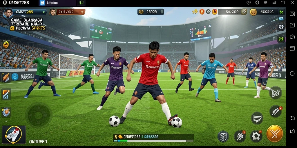 Screenshot gameplay <strong>OMSET288</strong> menunjukkan aksi olahraga yang mendebarkan.