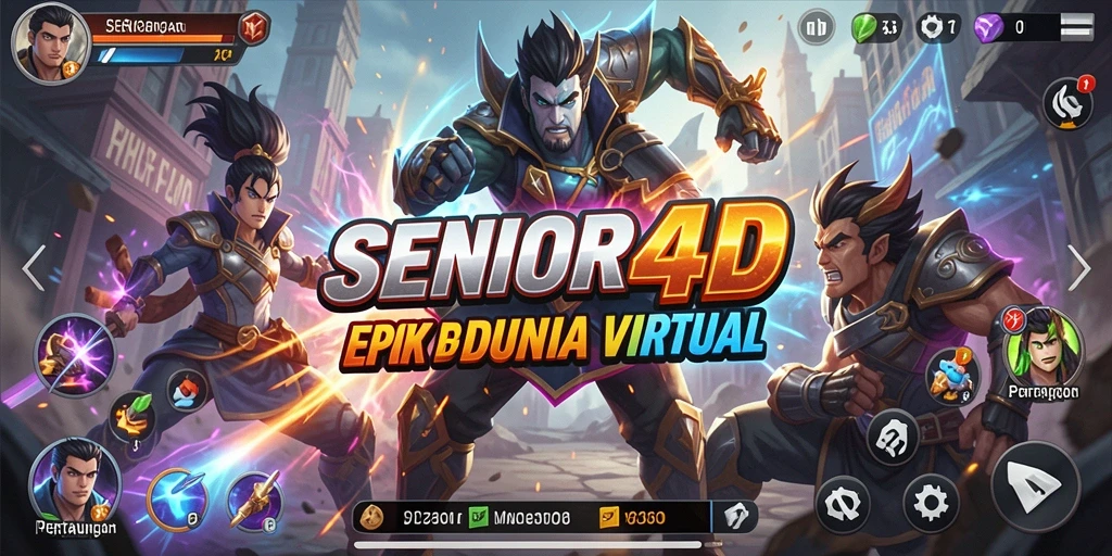 Screenshot gameplay SENIOR4D yang menunjukkan karakter bertarung dengan seru.