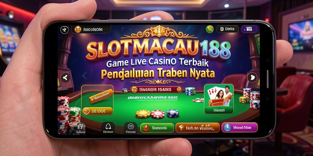 Tampilan gameplay dengan dealer profesional dan permainan Live Casino yang menarik.