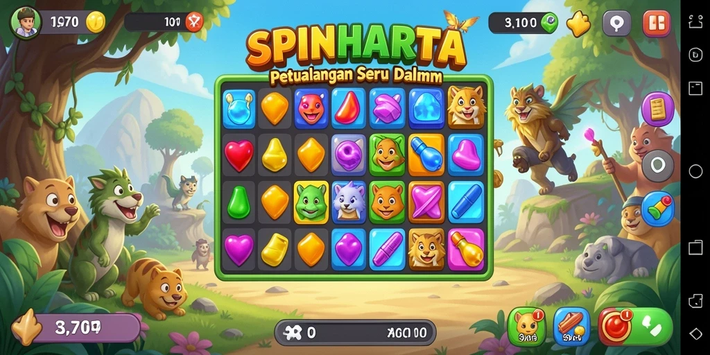 Gameplay SPINHARTA yang menarik dan penuh warna dengan tantangan seru.