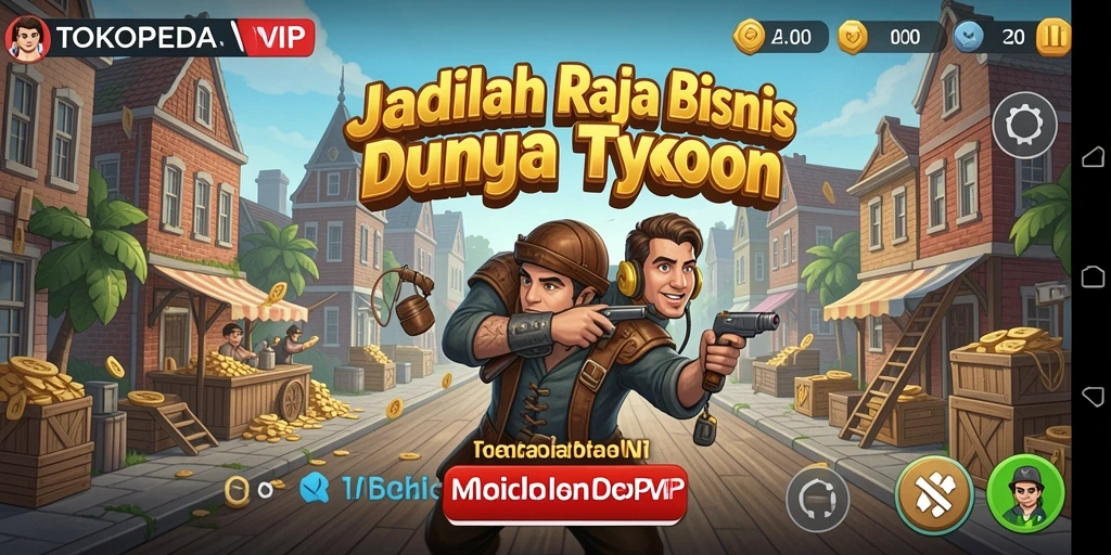 Screenshot dari gameplay <strong>TOKOPEDIAVIP</strong> yang menunjukkan pengelolaan bisnis yang dinamis.